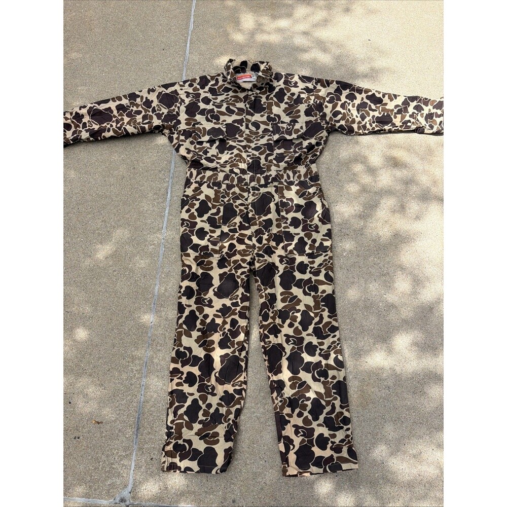 Vintage Winchester Men’s XL Duck Camo Canvas Hunting Suit Coveralls Jumpsuit